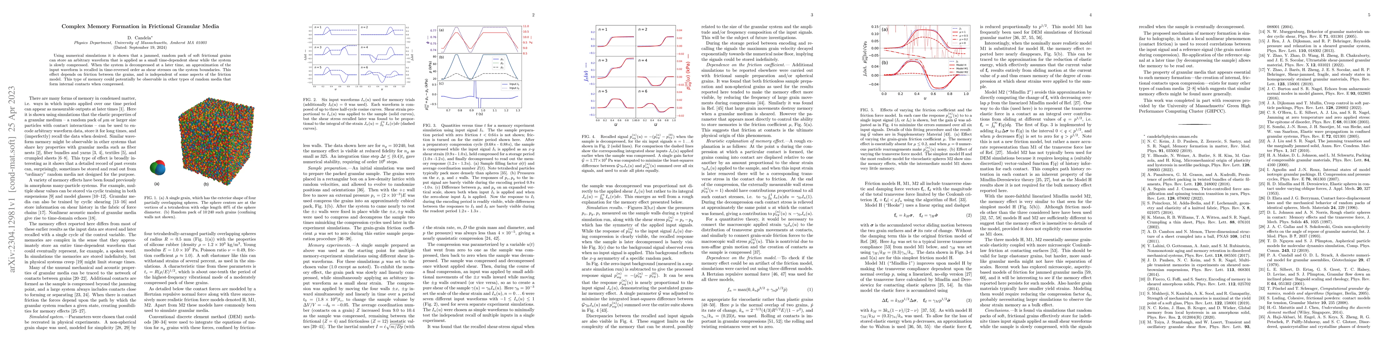 Thumbnail for Complex Memory Formation in Frictional Granular Media
