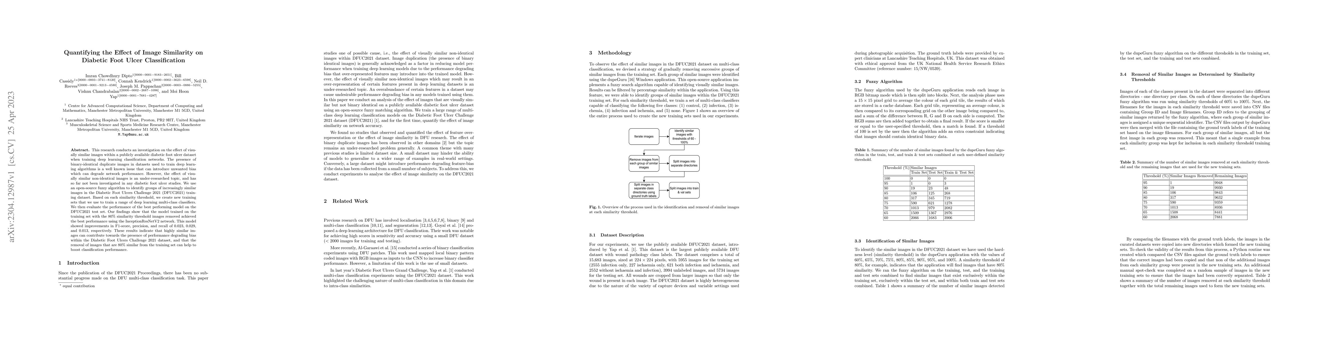 Thumbnail for Quantifying the Effect of Image Similarity on Diabetic Foot Ulcer
  Classification