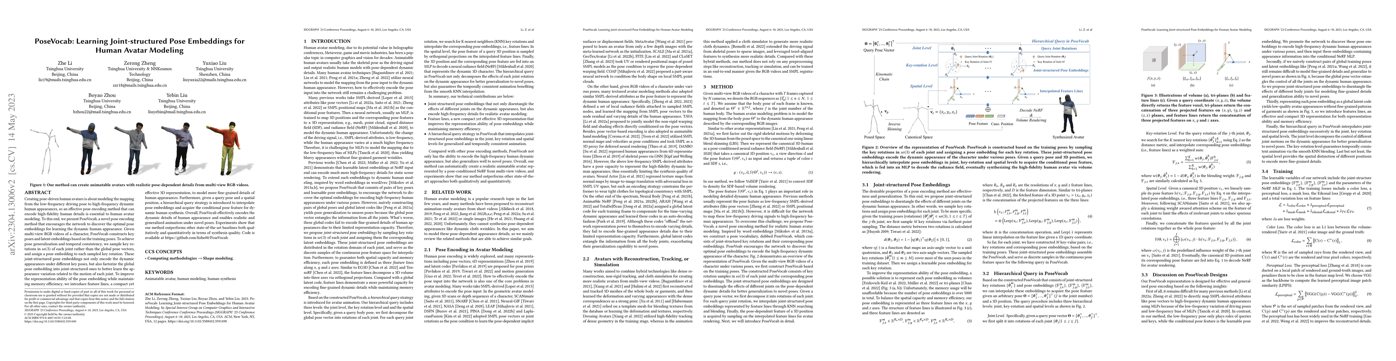 Thumbnail for PoseVocab: Learning Joint-structured Pose Embeddings for Human Avatar
  Modeling