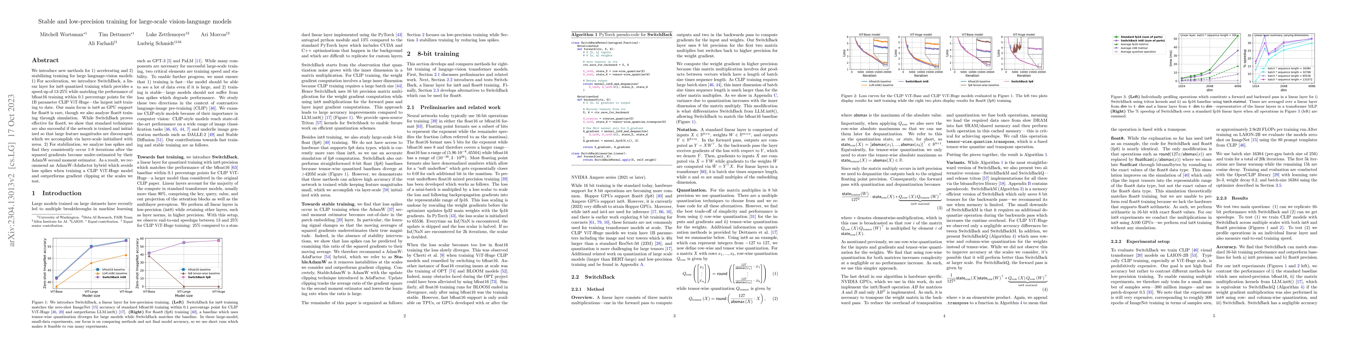 Thumbnail for Stable and low-precision training for large-scale vision-language models