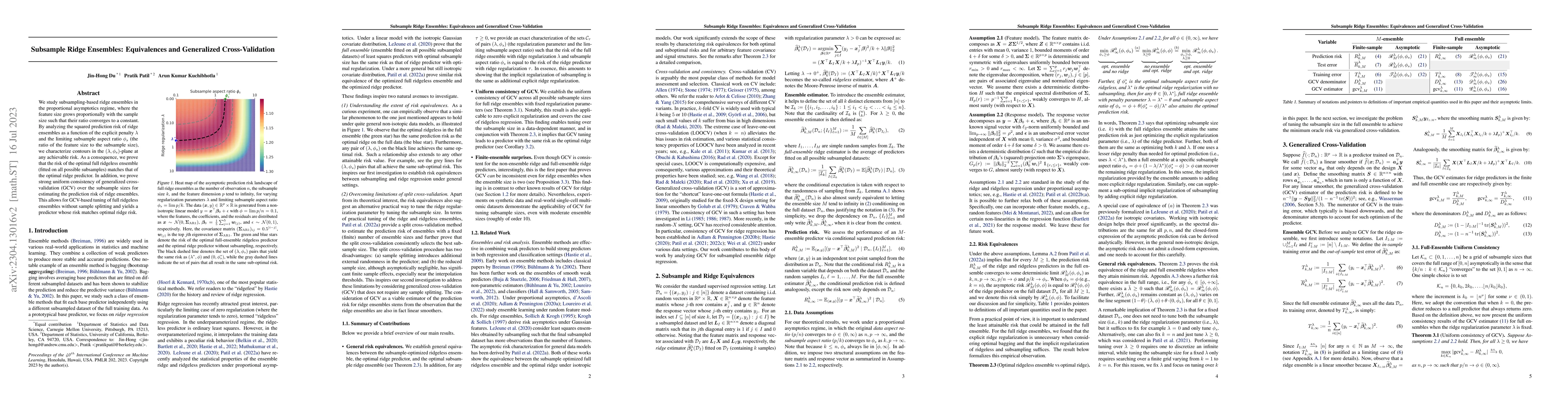 Thumbnail for Subsample Ridge Ensembles: Equivalences and Generalized Cross-Validation