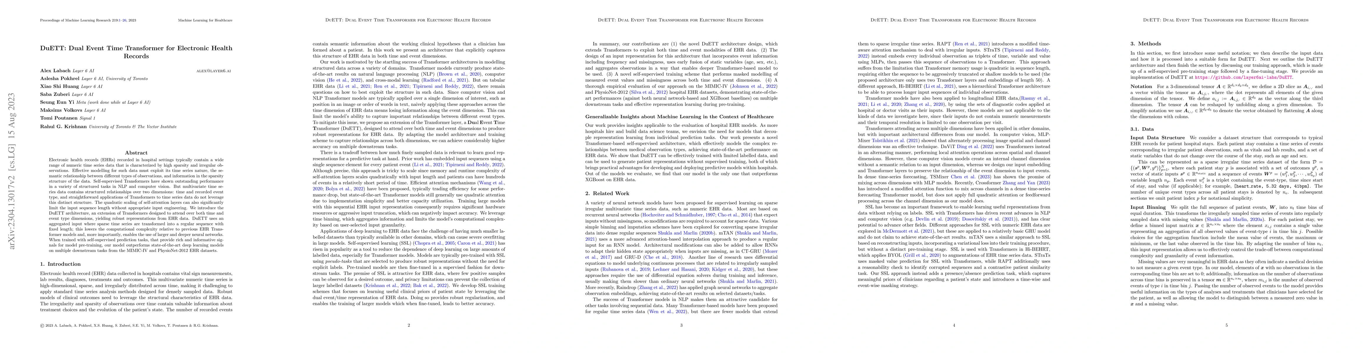 Thumbnail for DuETT: Dual Event Time Transformer for Electronic Health Records