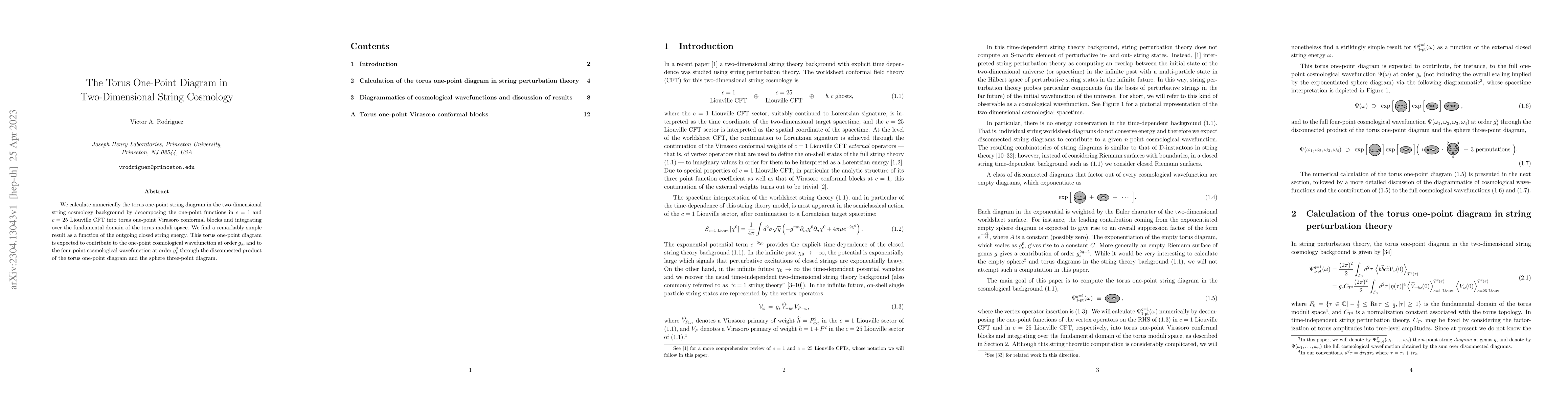 Thumbnail for The Torus One-Point Diagram in Two-Dimensional String Cosmology