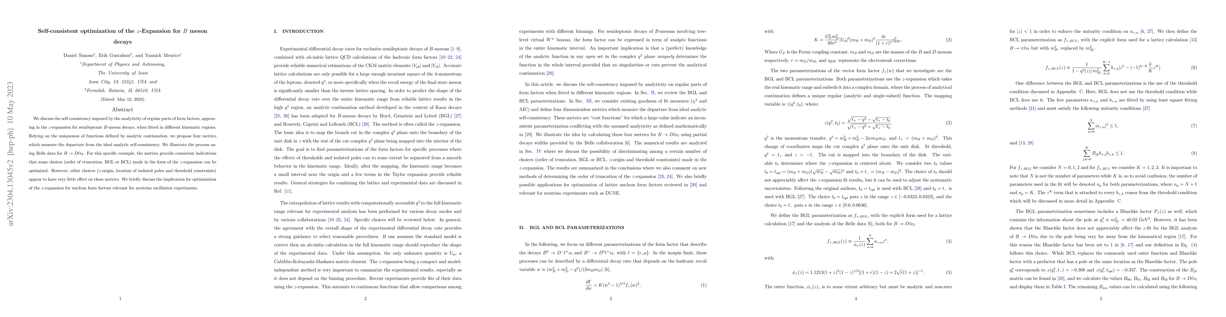 Thumbnail for Self-consistent optimization of the $z$-Expansion for $B$ meson decays