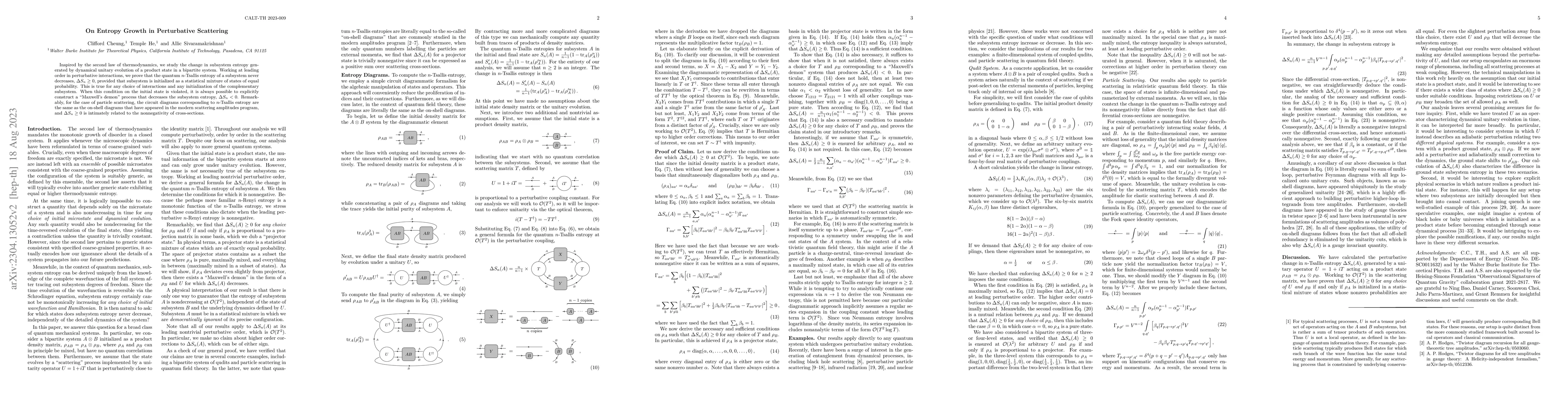 Thumbnail for On Entropy Growth in Perturbative Scattering
