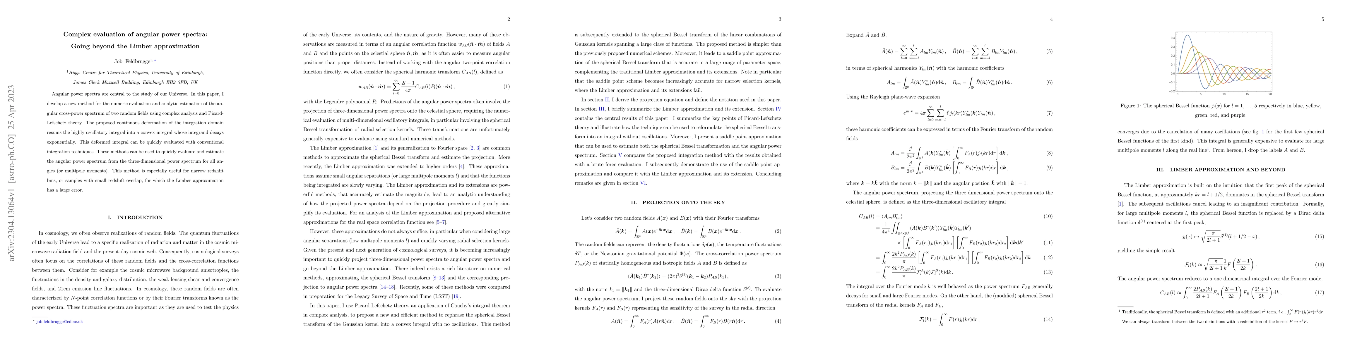 Thumbnail for Complex evaluation of angular power spectra: Going beyond the Limber
  approximation