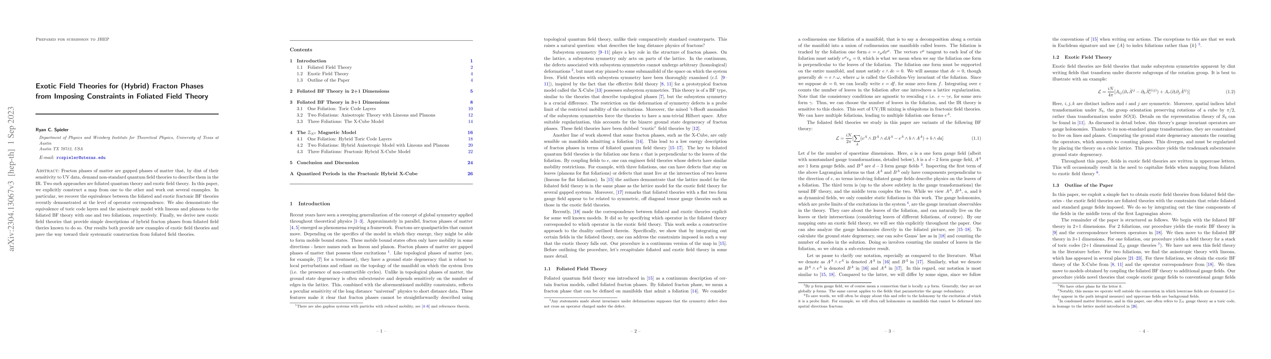 Thumbnail for Exotic Field Theories for (Hybrid) Fracton Phases from Imposing
  Constraints in Foliated Field Theory