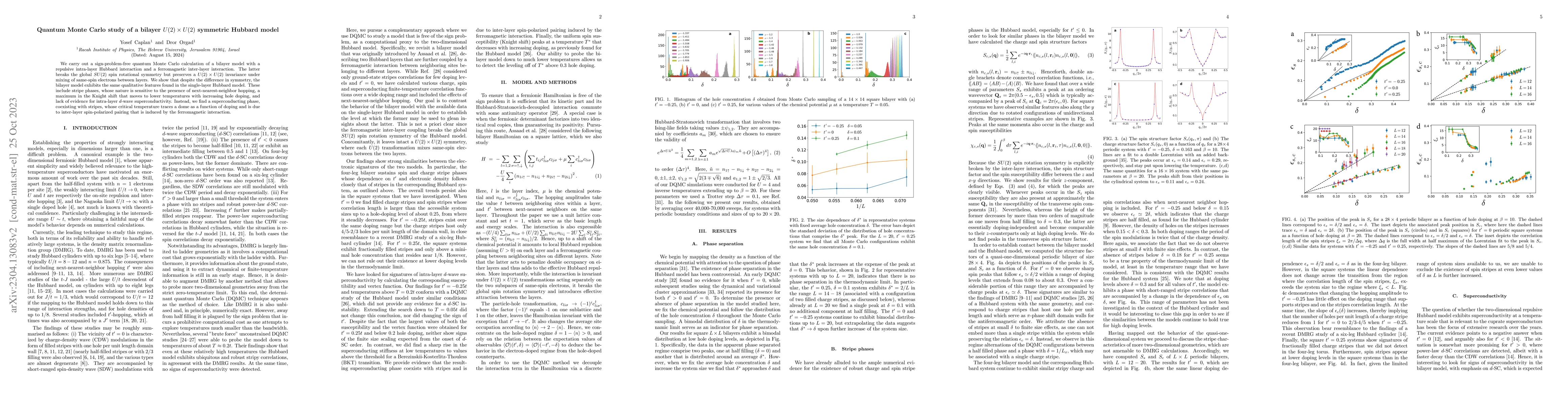 Thumbnail for Quantum Monte Carlo study of a bilayer $U(2)\times U(2)$ symmetric
  Hubbard model
