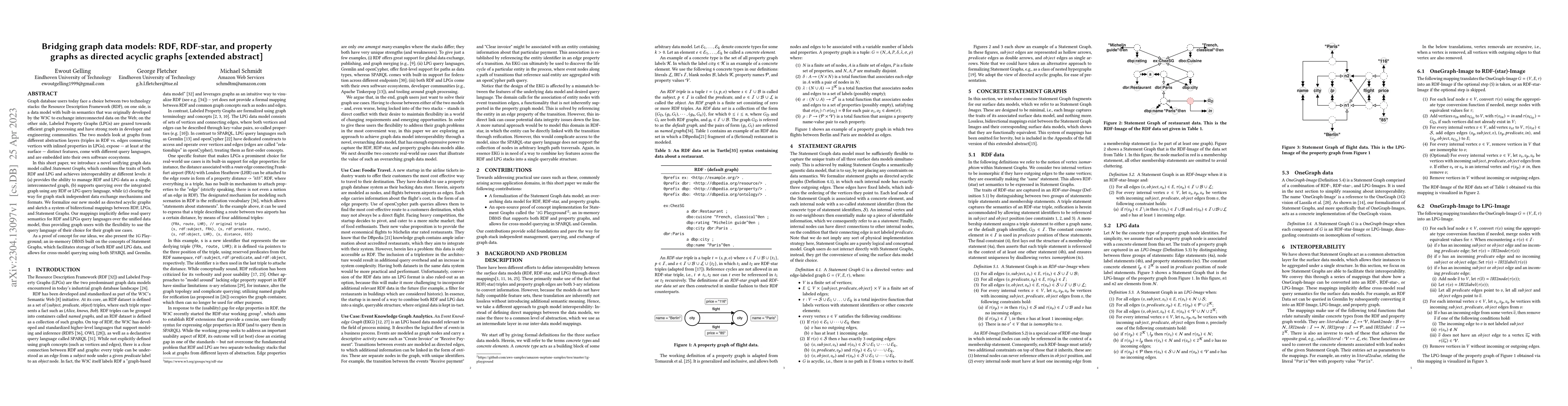 Thumbnail for Bridging graph data models: RDF, RDF-star, and property graphs as
  directed acyclic graphs