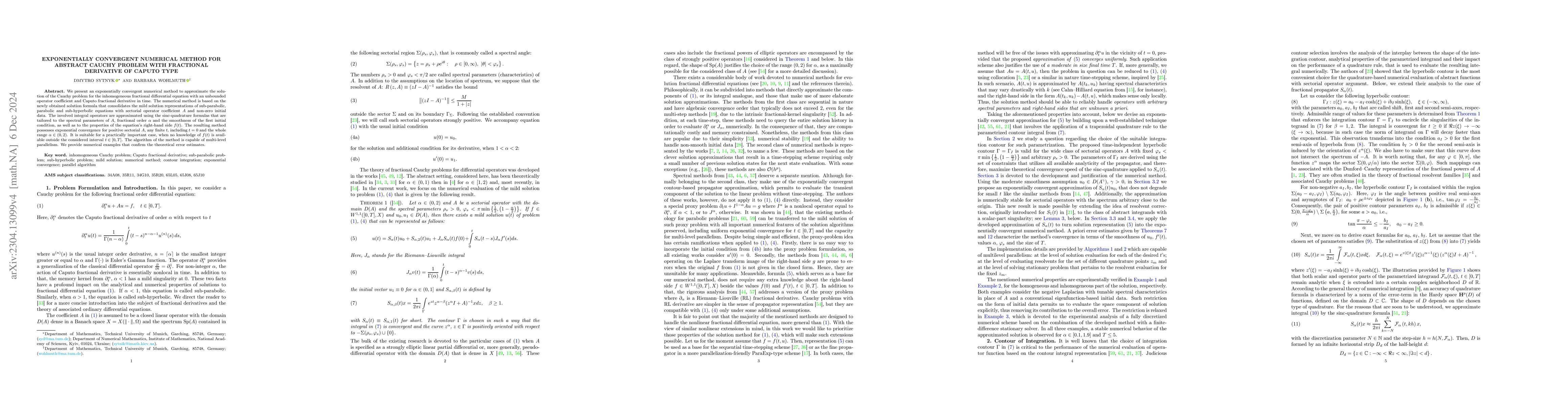 Thumbnail for Exponentially Convergent Numerical Method for Abstract Cauchy Problem
  with Fractional Derivative of Caputo Type