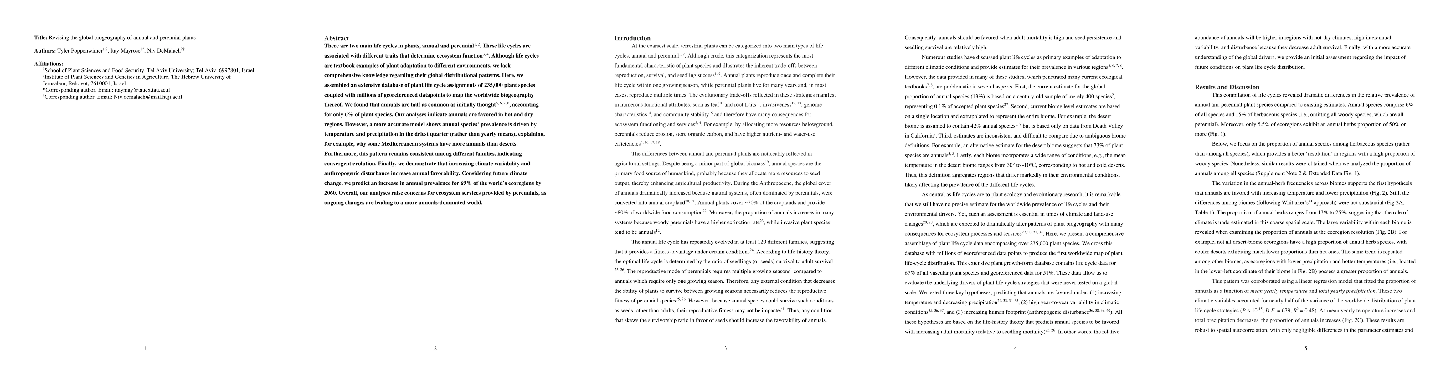 Thumbnail for Revising the global biogeography of annual and perennial plants
