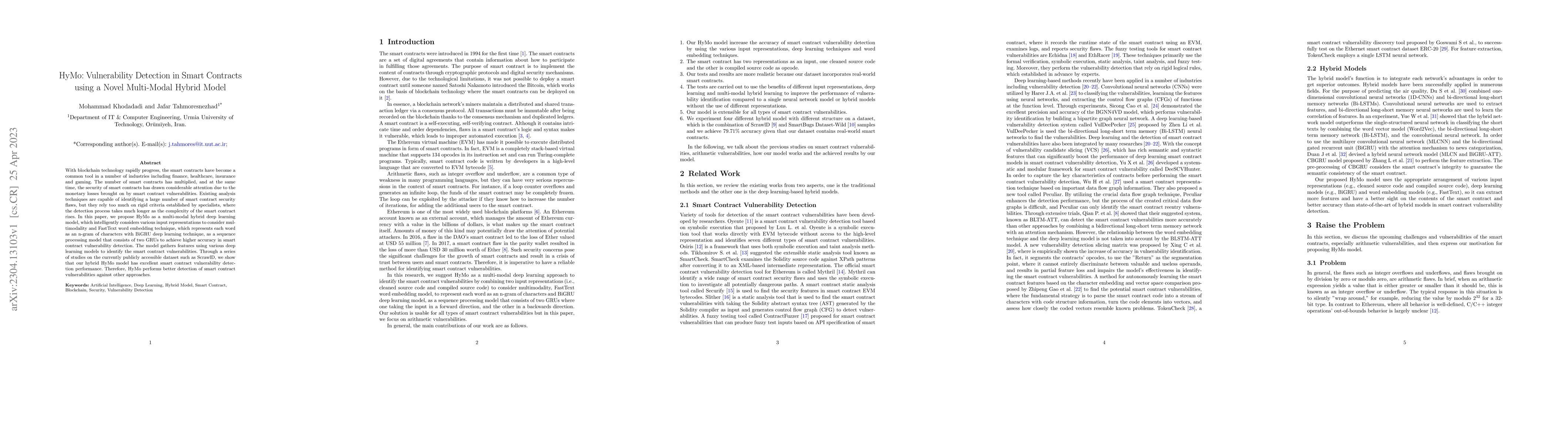Thumbnail for HyMo: Vulnerability Detection in Smart Contracts using a Novel
  Multi-Modal Hybrid Model