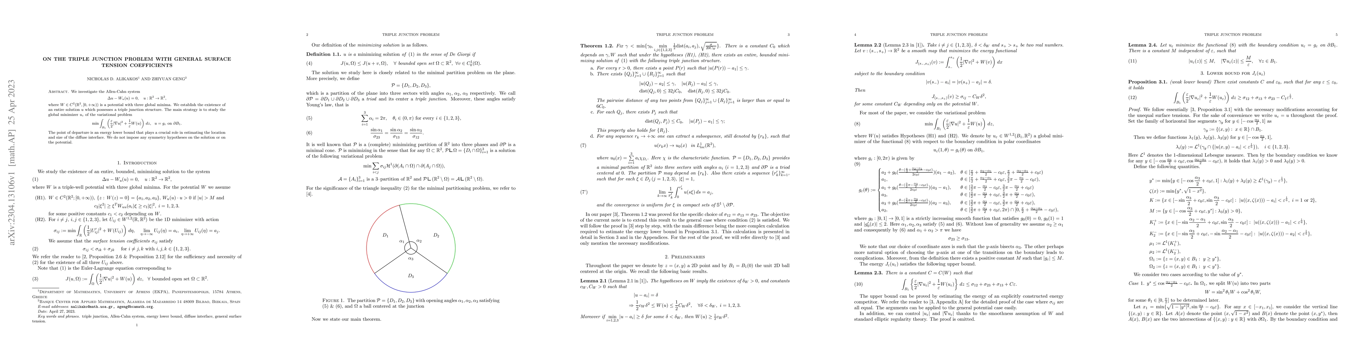 Thumbnail for On the triple junction problem with general surface tension coefficients