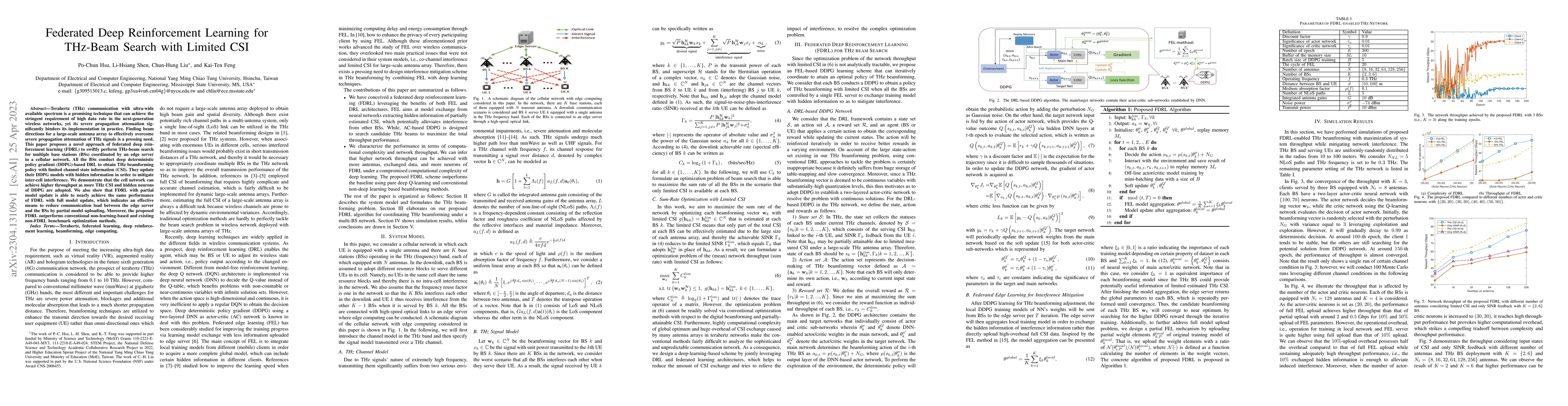 Thumbnail for Federated Deep Reinforcement Learning for THz-Beam Search with Limited
  CSI