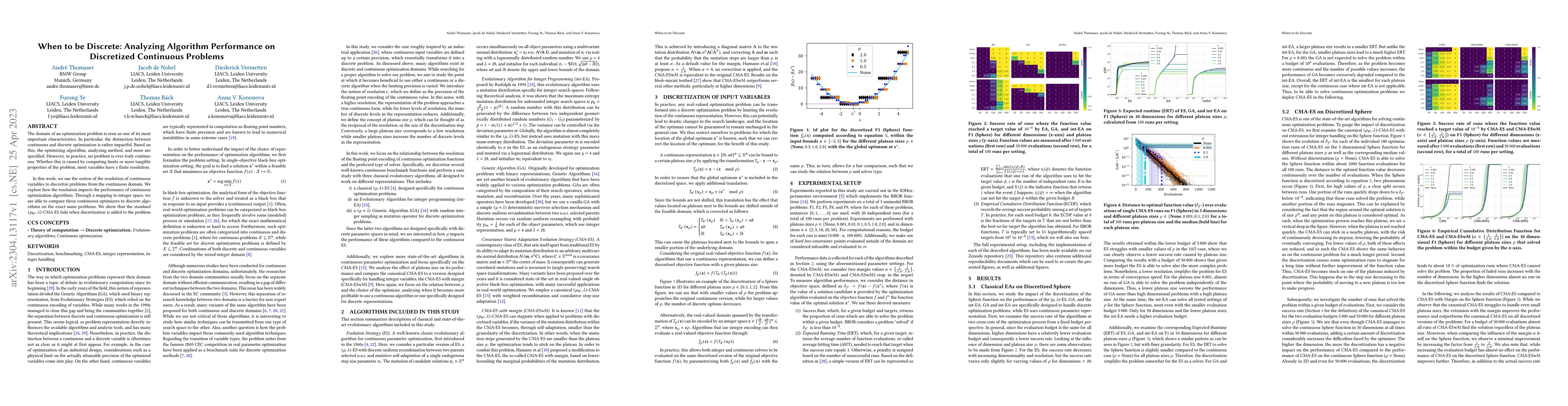 Thumbnail for When to be Discrete: Analyzing Algorithm Performance on Discretized
  Continuous Problems