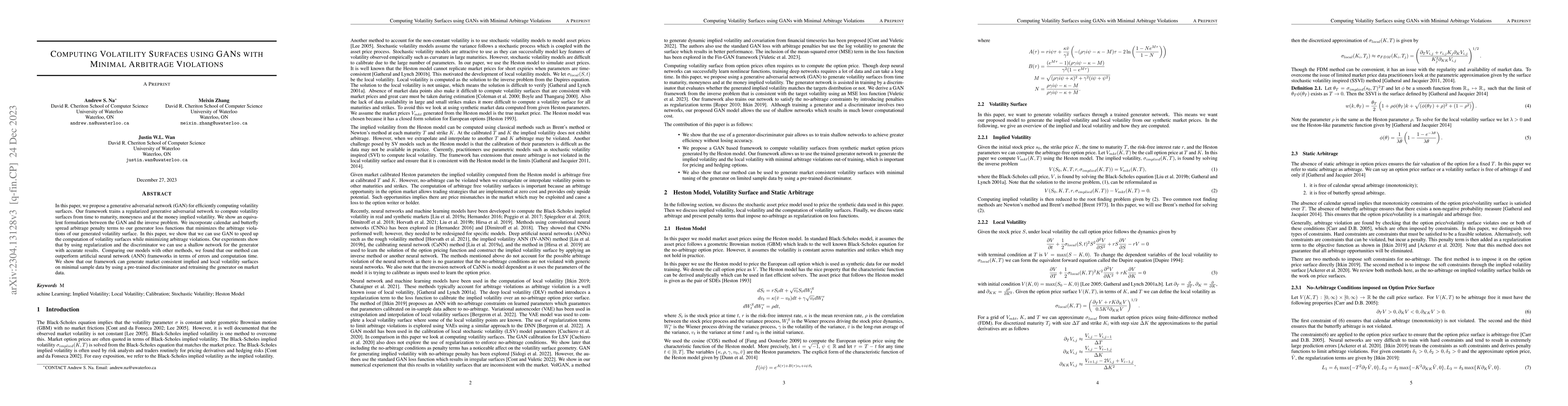 Thumbnail for Computing Volatility Surfaces using Generative Adversarial Networks with
  Minimal Arbitrage Violations