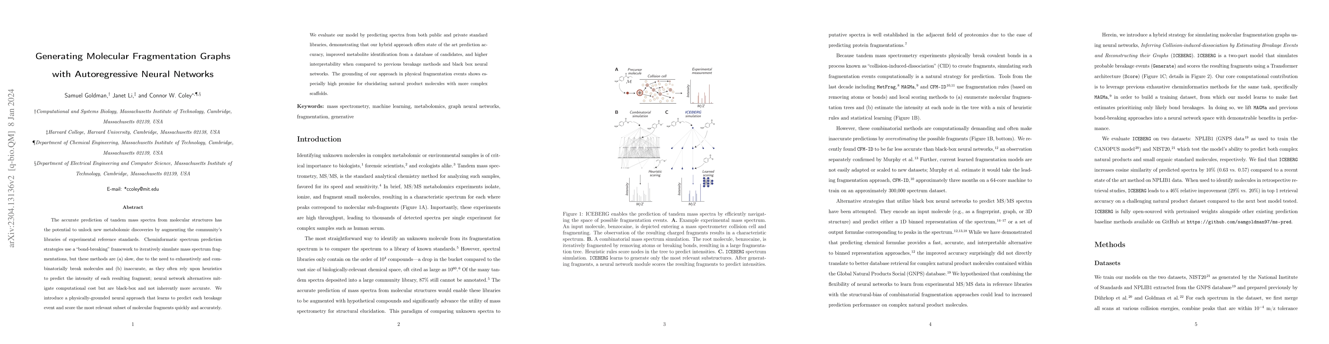 Thumbnail for Generating Molecular Fragmentation Graphs with Autoregressive Neural
  Networks