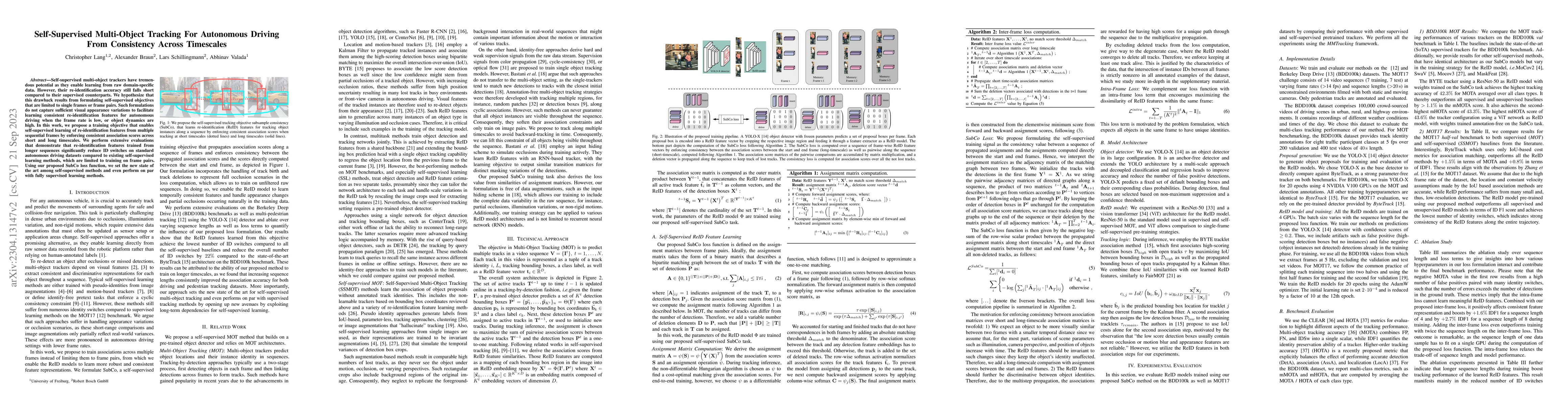 Thumbnail for Self-Supervised Multi-Object Tracking For Autonomous Driving From
  Consistency Across Timescales