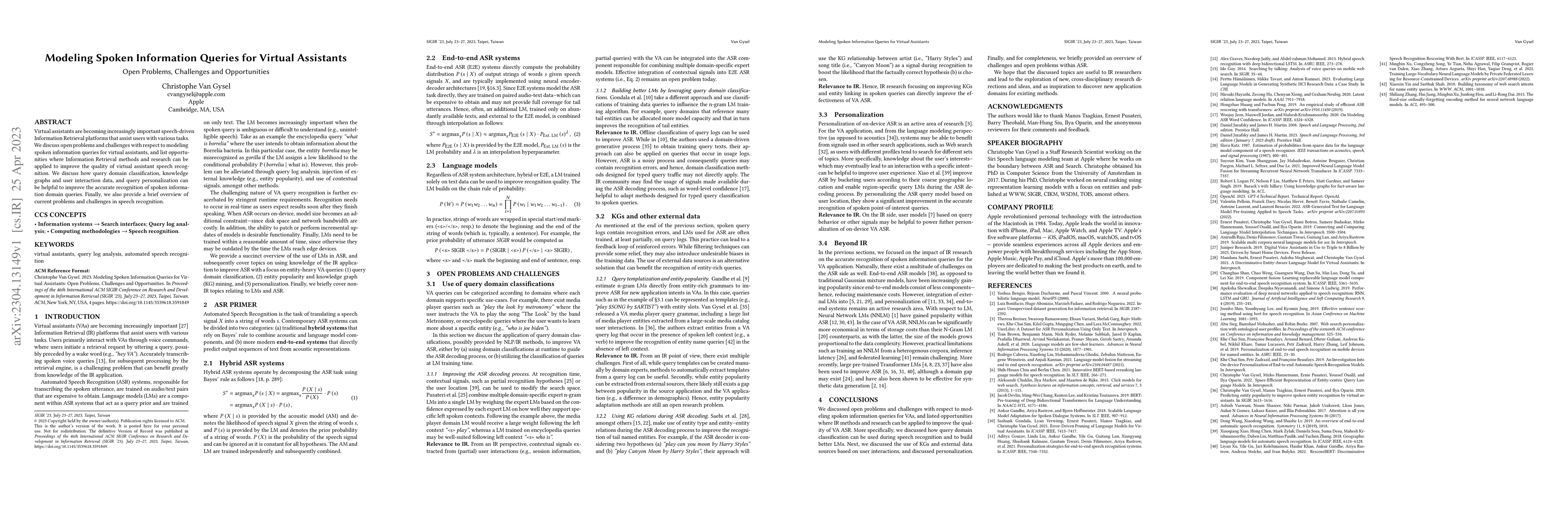 Thumbnail for Modeling Spoken Information Queries for Virtual Assistants: Open
  Problems, Challenges and Opportunities