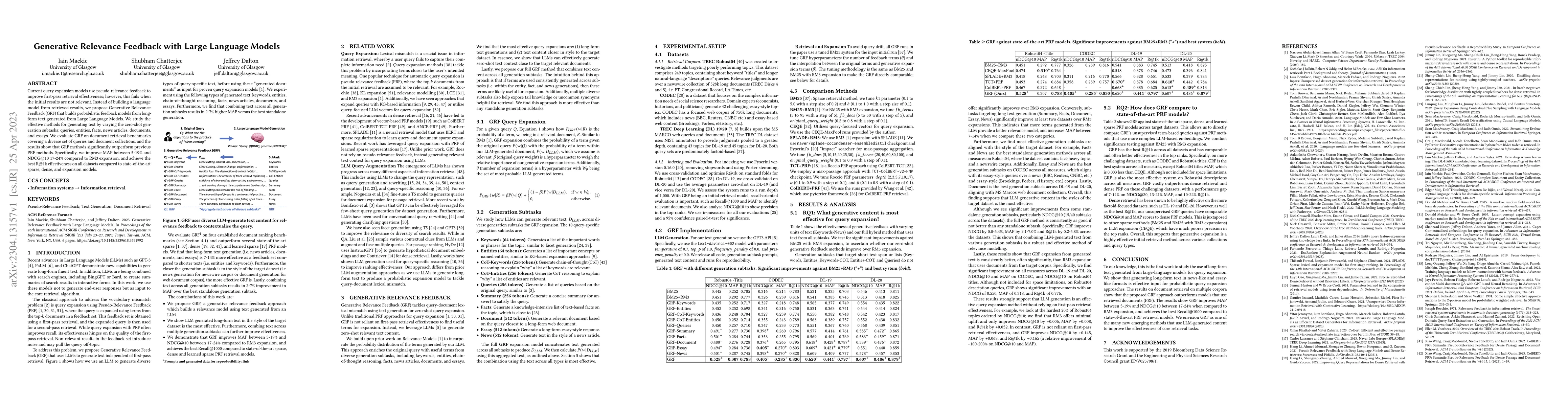 Thumbnail for Generative Relevance Feedback with Large Language Models