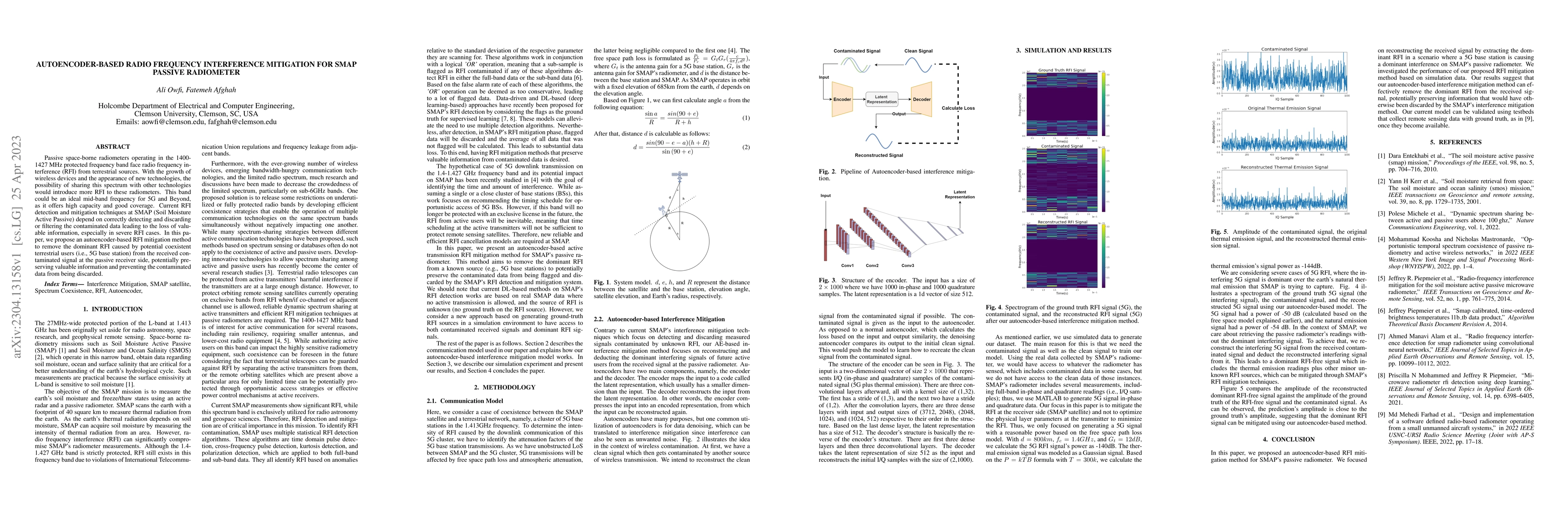 Thumbnail for Autoencoder-based Radio Frequency Interference Mitigation For SMAP
  Passive Radiometer