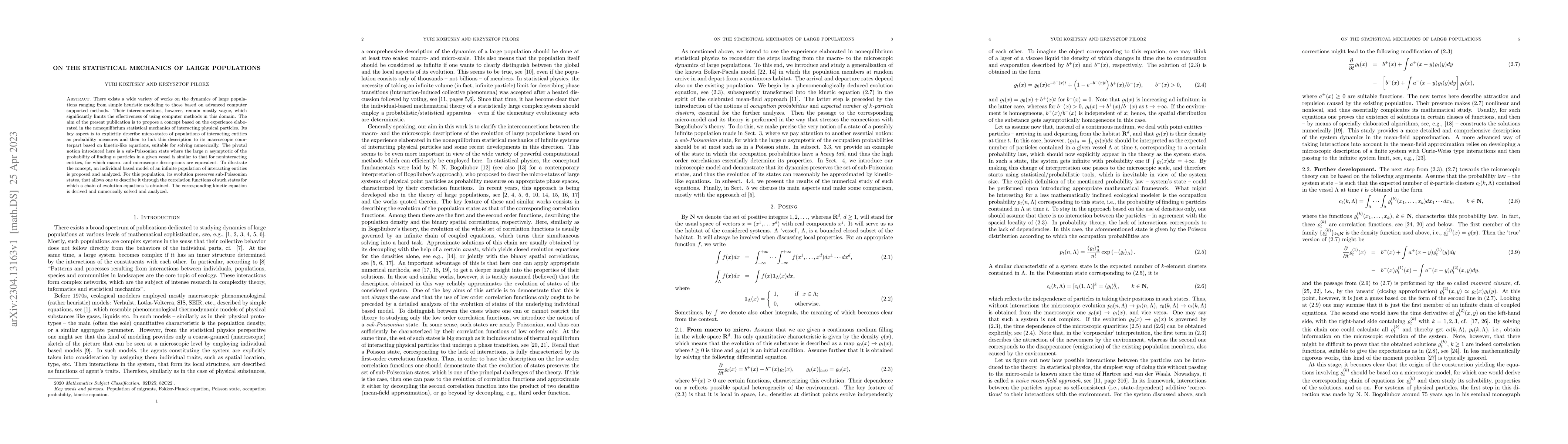 Thumbnail for On the Statistical Mechanics of Large Populations