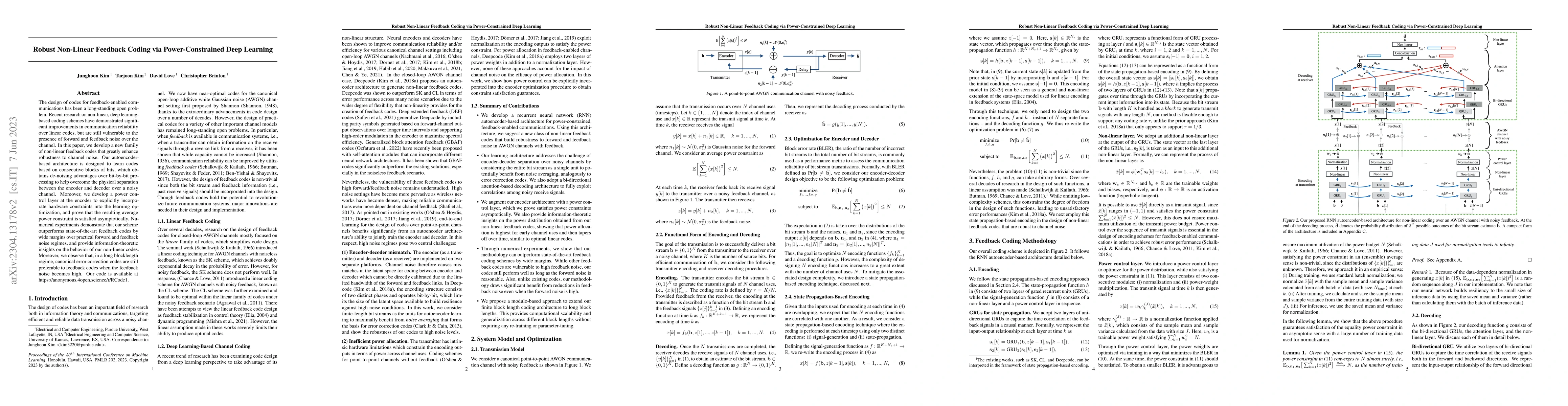 Thumbnail for Robust Non-Linear Feedback Coding via Power-Constrained Deep Learning
