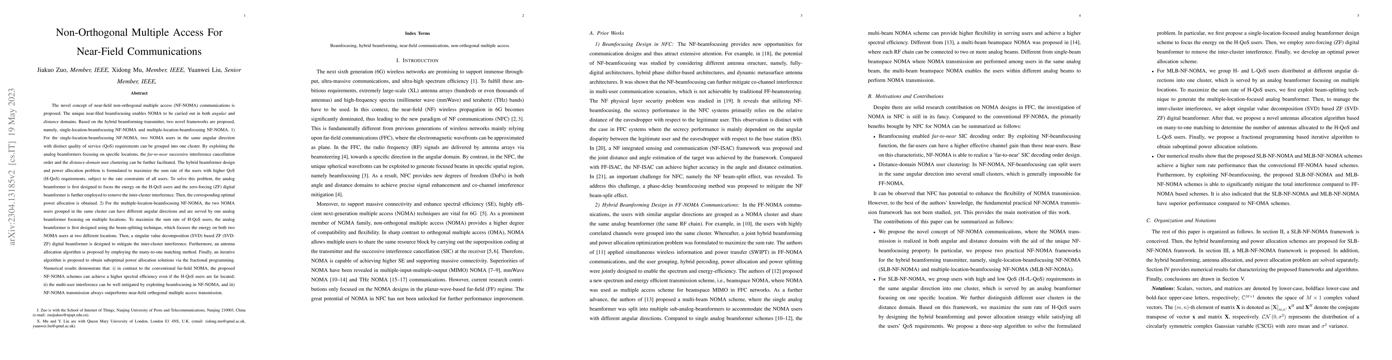 Thumbnail for Non-Orthogonal Multiple Access For Near-Field Communications