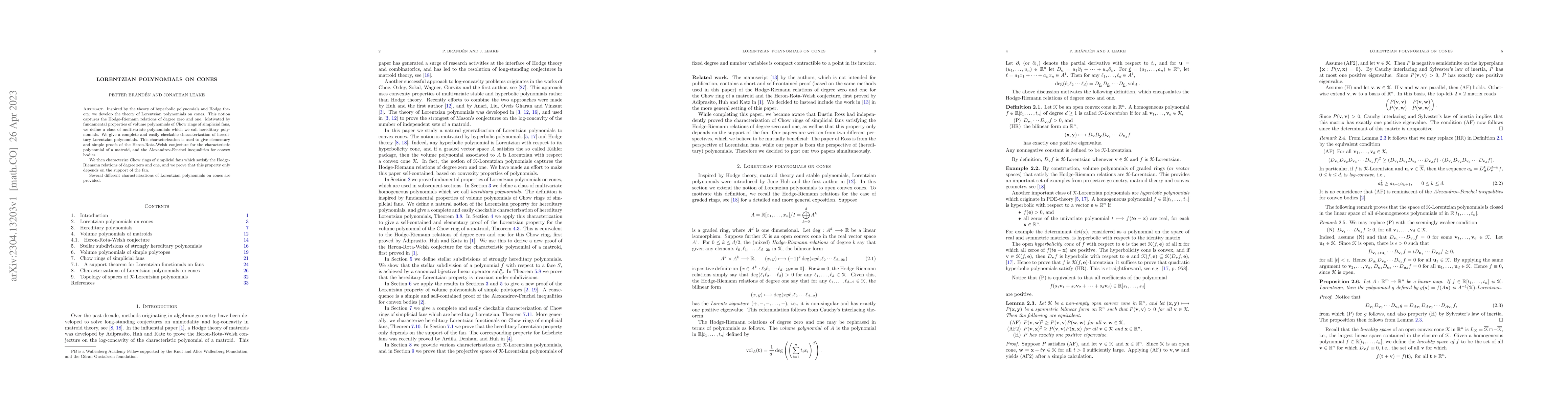Thumbnail for Lorentzian polynomials on cones