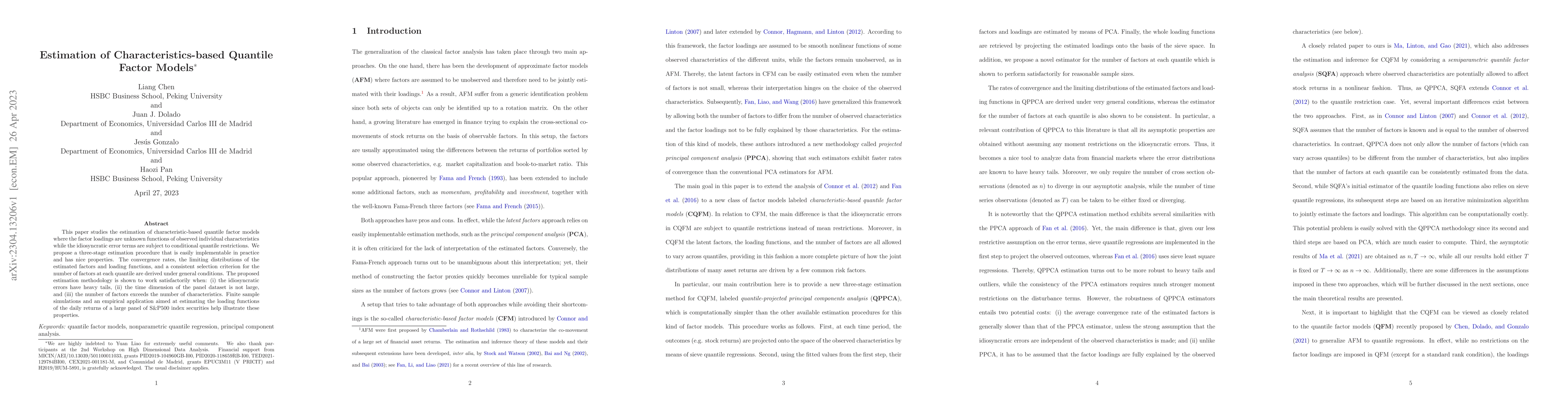 Thumbnail for Estimation of Characteristics-based Quantile Factor Models