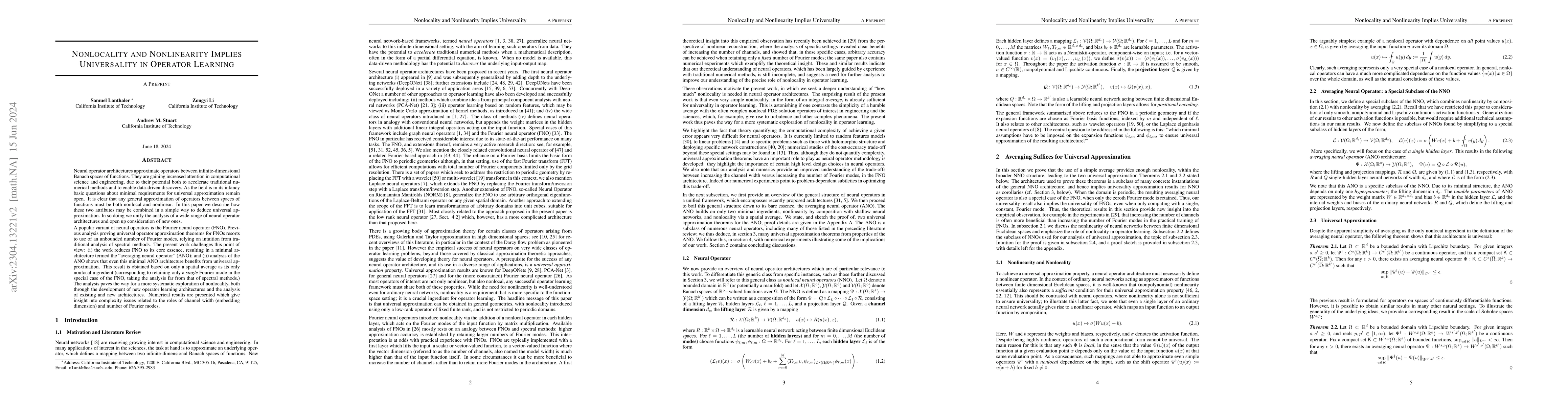 Thumbnail for Nonlocality and Nonlinearity Implies Universality in Operator Learning