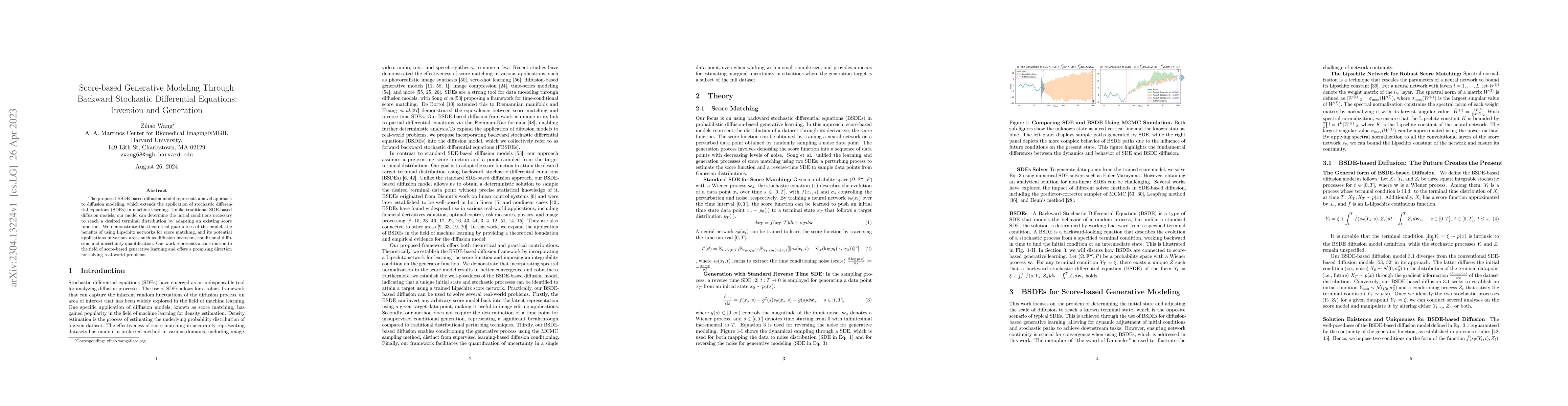 Thumbnail for Score-based Generative Modeling Through Backward Stochastic Differential
  Equations: Inversion and Generation