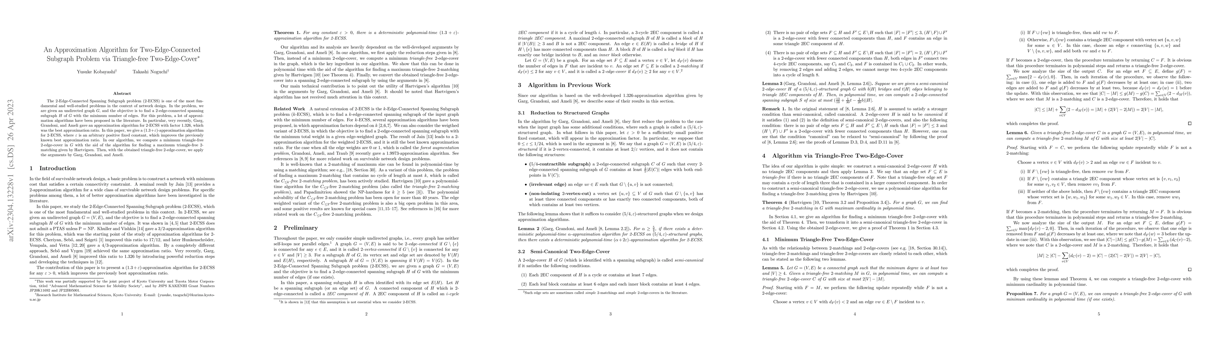 Thumbnail for An Approximation Algorithm for Two-Edge-Connected Subgraph Problem via
  Triangle-free Two-Edge-Cover