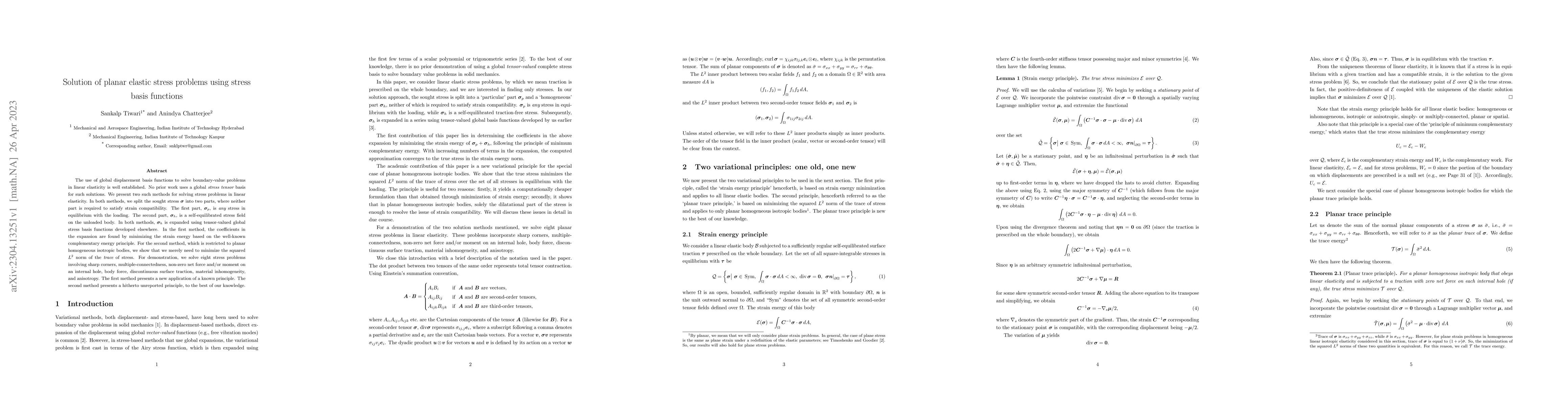 Thumbnail for Solution of planar elastic stress problems using stress basis functions