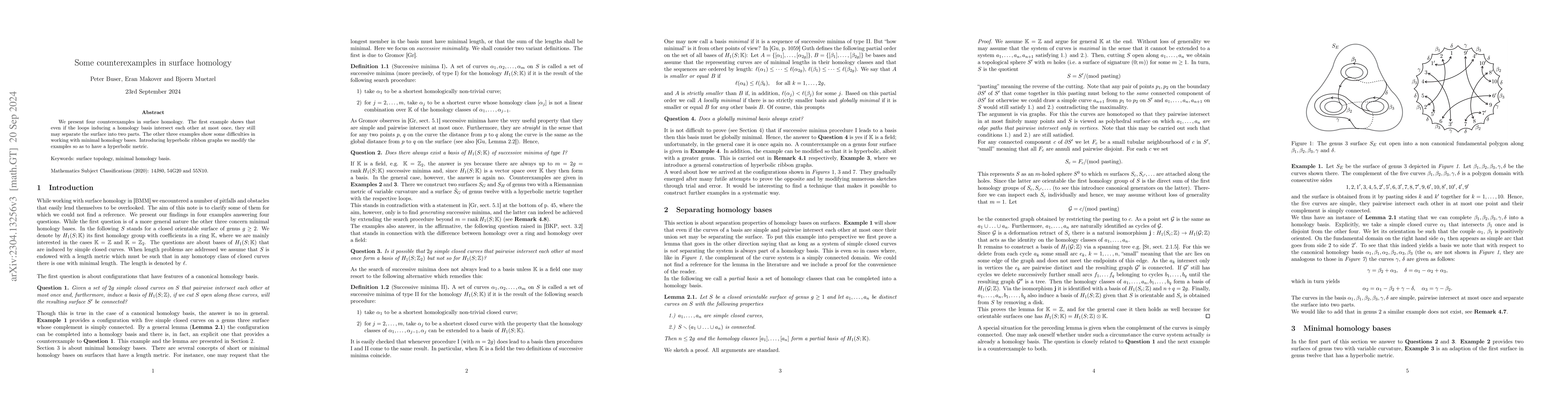 Thumbnail for Some counterexamples in surface homology