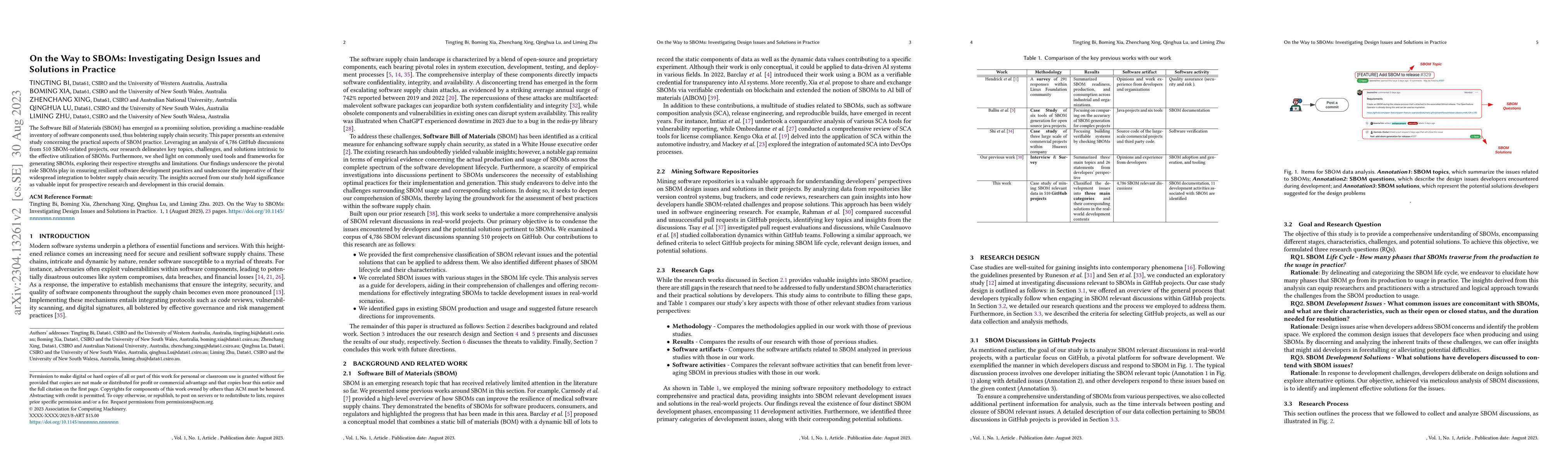 Thumbnail for On the Way to SBOMs: Investigating Design Issues and Solutions in
  Practice
