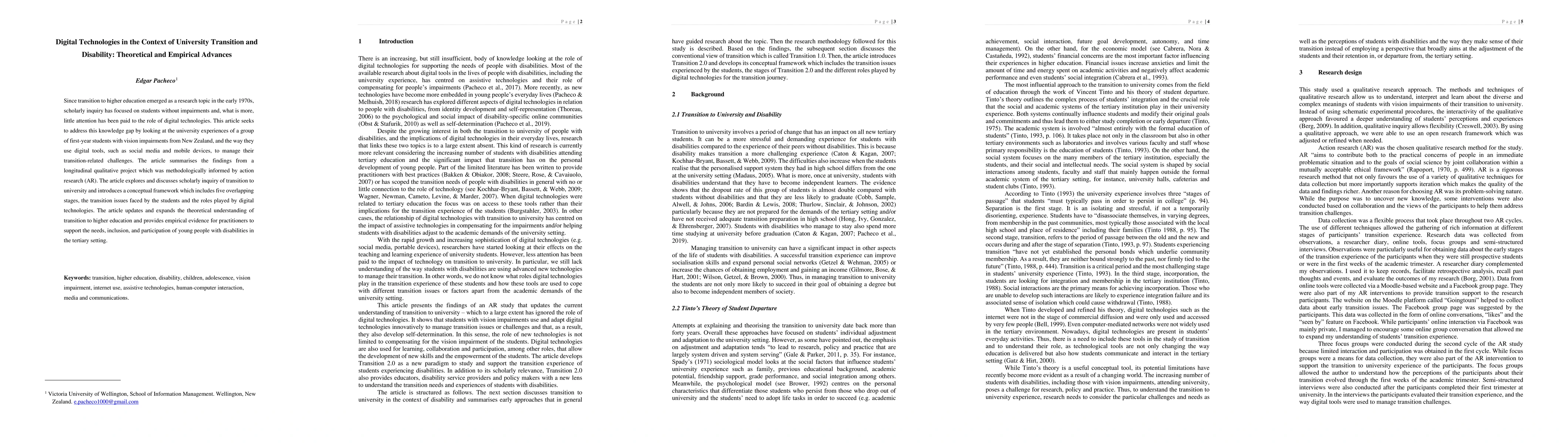 Thumbnail for Digital technologies in the context of university transition and
  disability: Theoretical and empirical advances