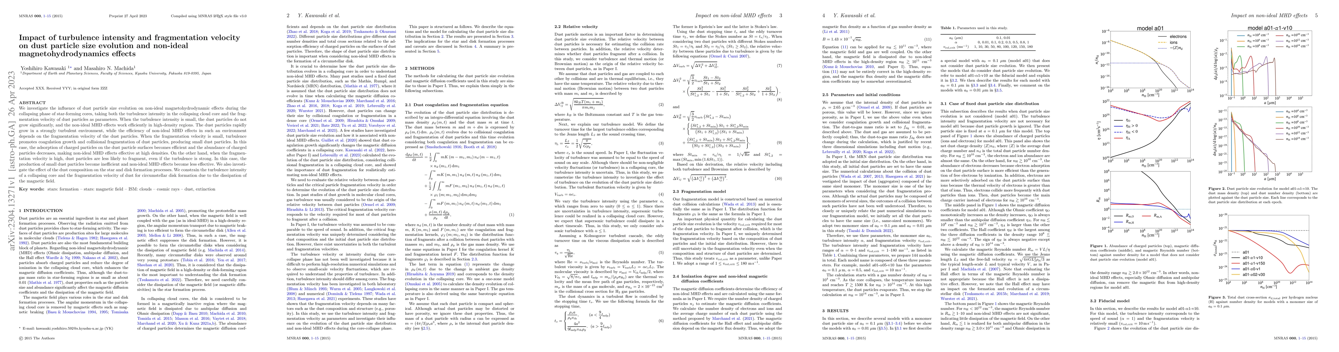Thumbnail for Impact of turbulence intensity and fragmentation velocity on dust
  particle size evolution and non-ideal magnetohydrodynamics effects