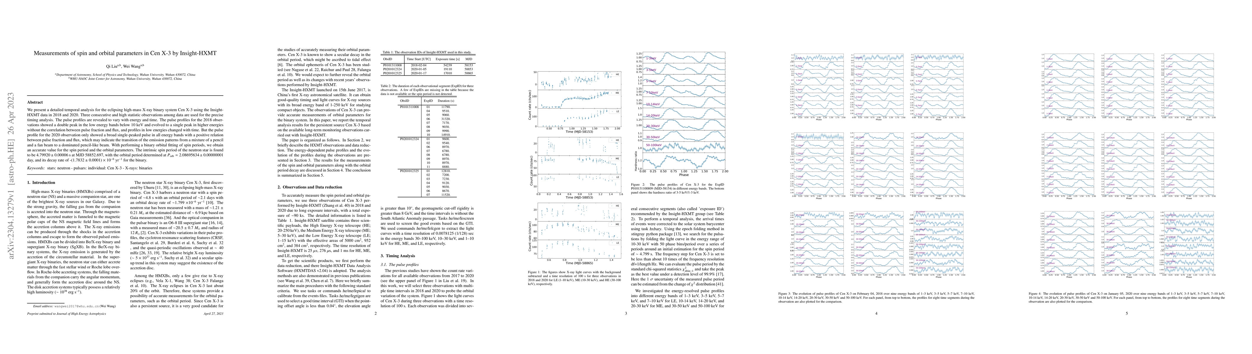Thumbnail for Measurements of spin and orbital parameters in Cen X-3 by Insight-HXMT