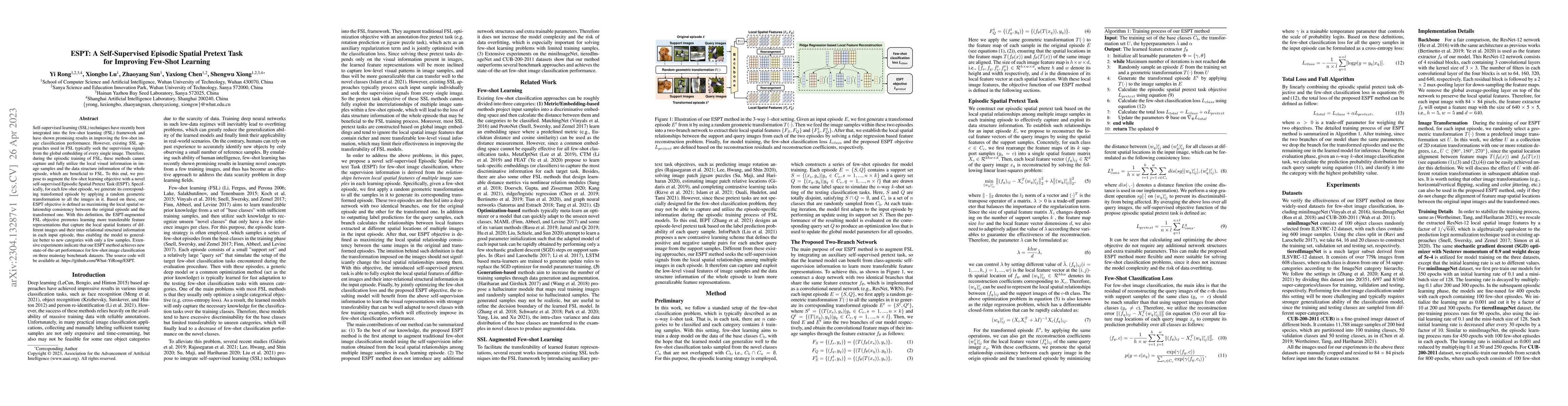 Thumbnail for ESPT: A Self-Supervised Episodic Spatial Pretext Task for Improving
  Few-Shot Learning