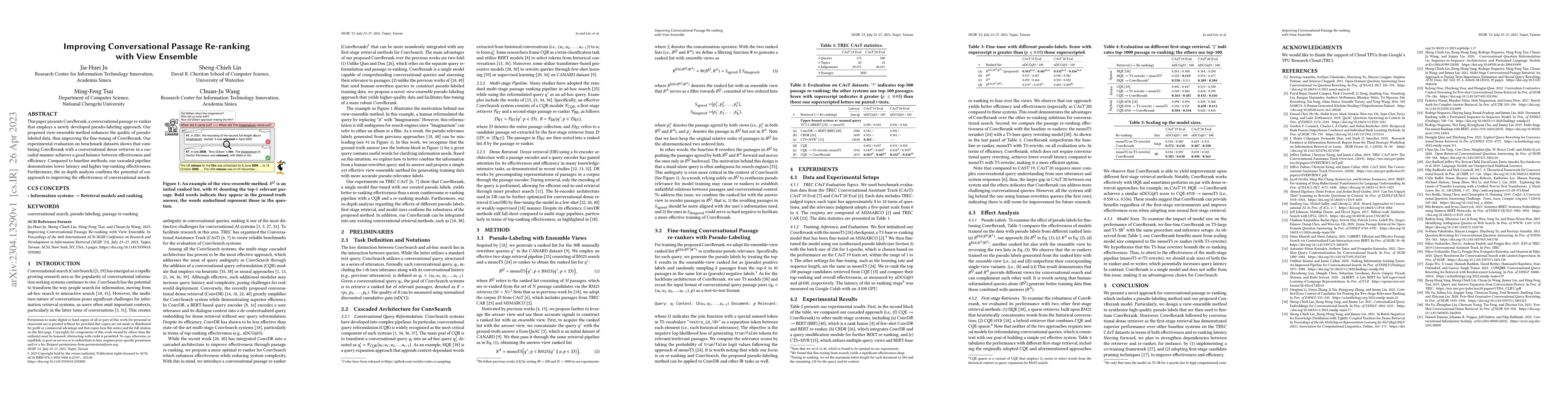 Thumbnail for Improving Conversational Passage Re-ranking with View Ensemble