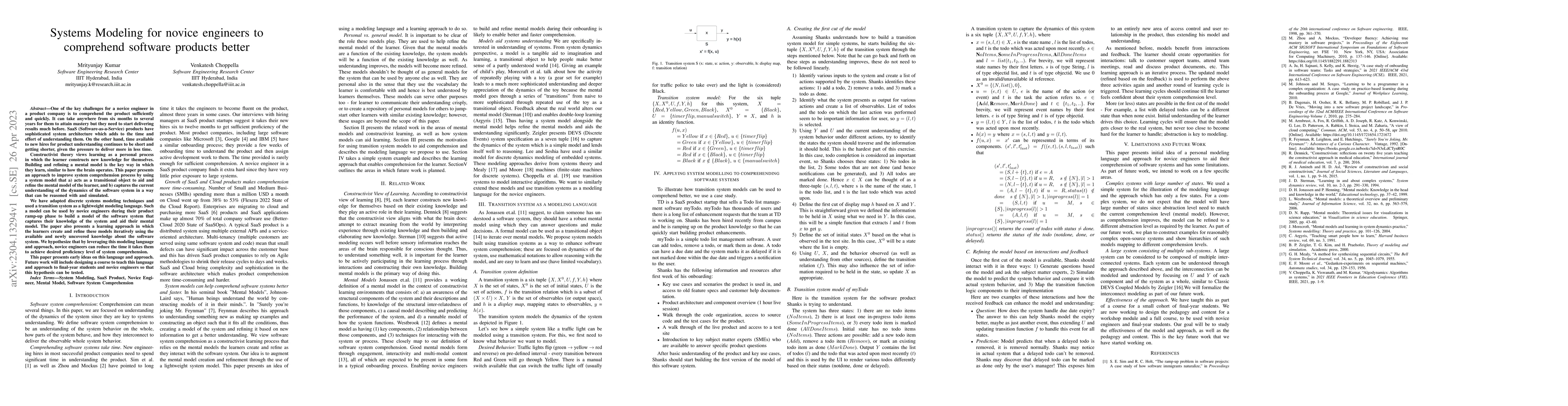 Thumbnail for Systems Modeling for novice engineers to comprehend software products
  better
