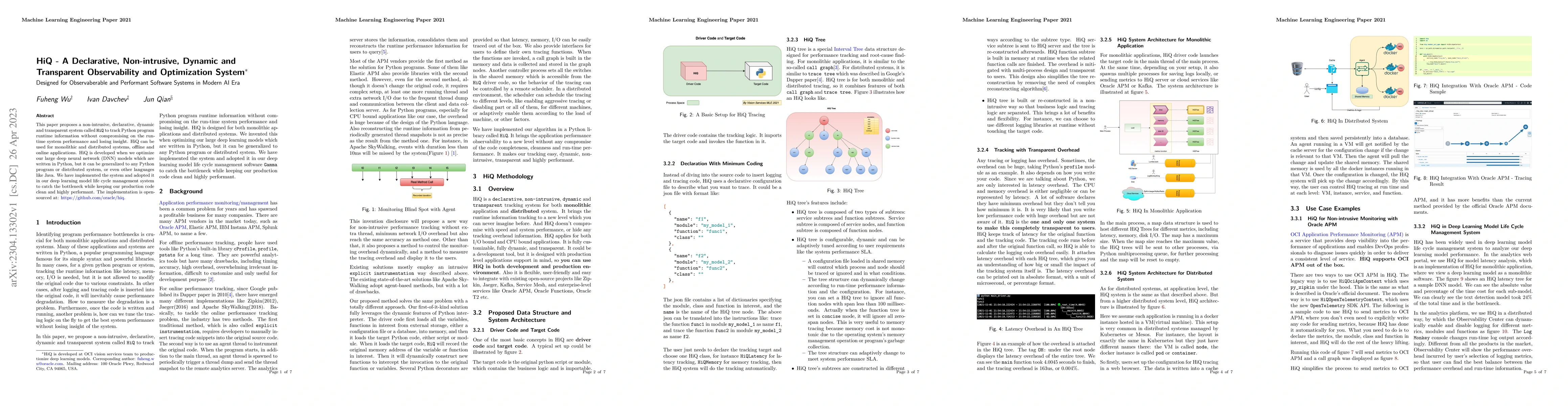 Thumbnail for HiQ -- A Declarative, Non-intrusive, Dynamic and Transparent
  Observability and Optimization System