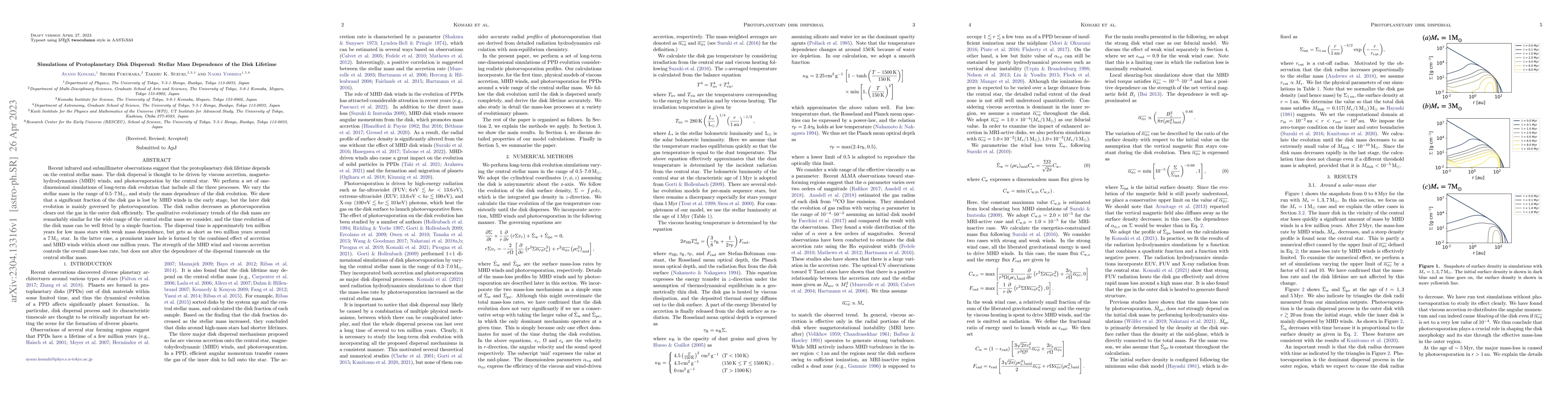 Thumbnail for Simulations of Protoplanetary Disk Dispersal: Stellar Mass Dependence of
  the Disk Lifetime