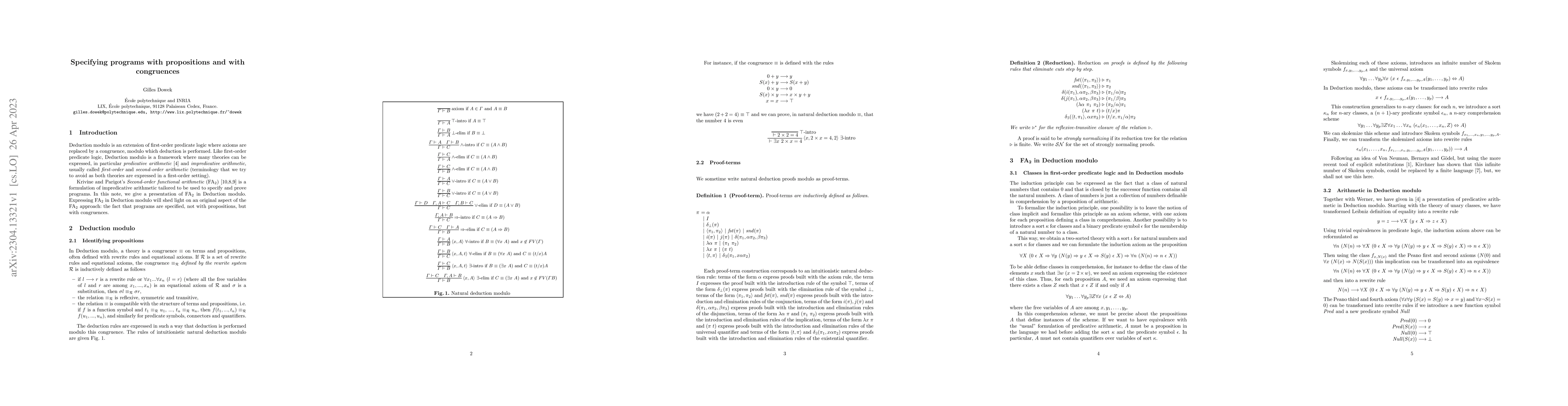 Thumbnail for Specifying programs with propositions and with congruences