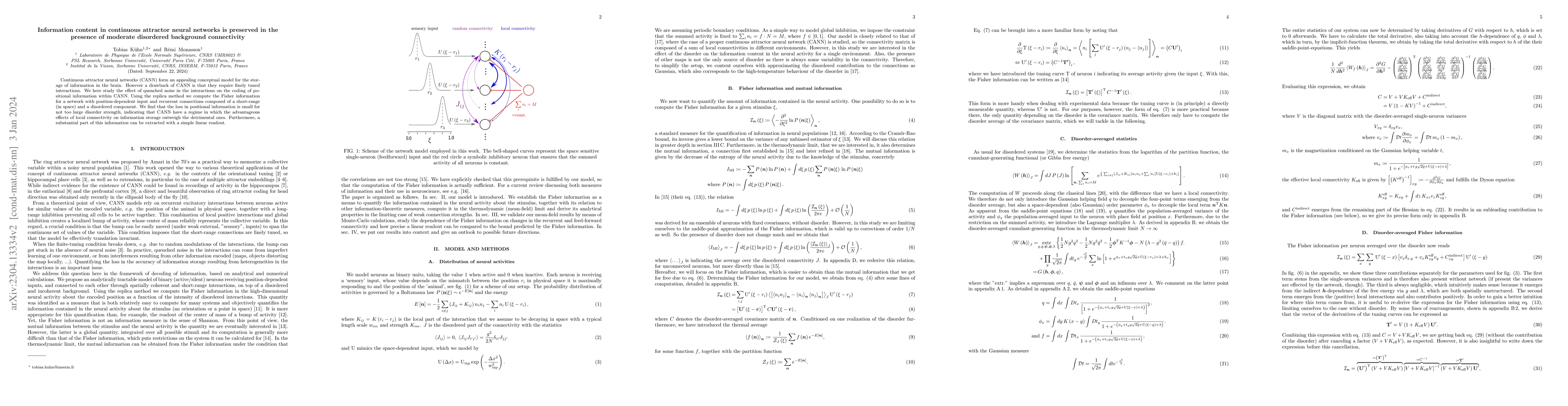 Thumbnail for Information content in continuous attractor neural networks is preserved
  in the presence of moderate disordered background connectivity