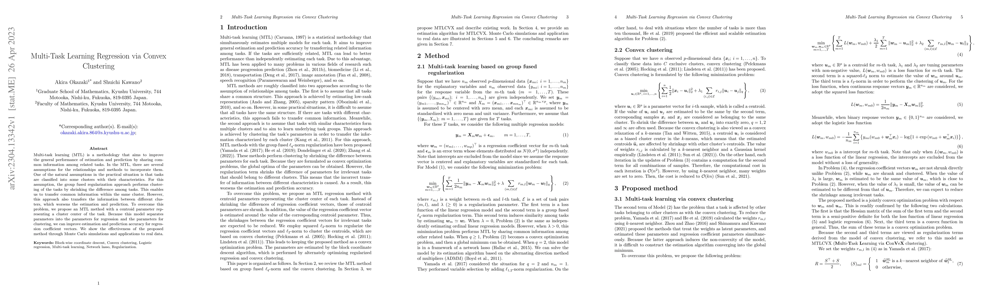 Thumbnail for Multi-Task Learning Regression via Convex Clustering