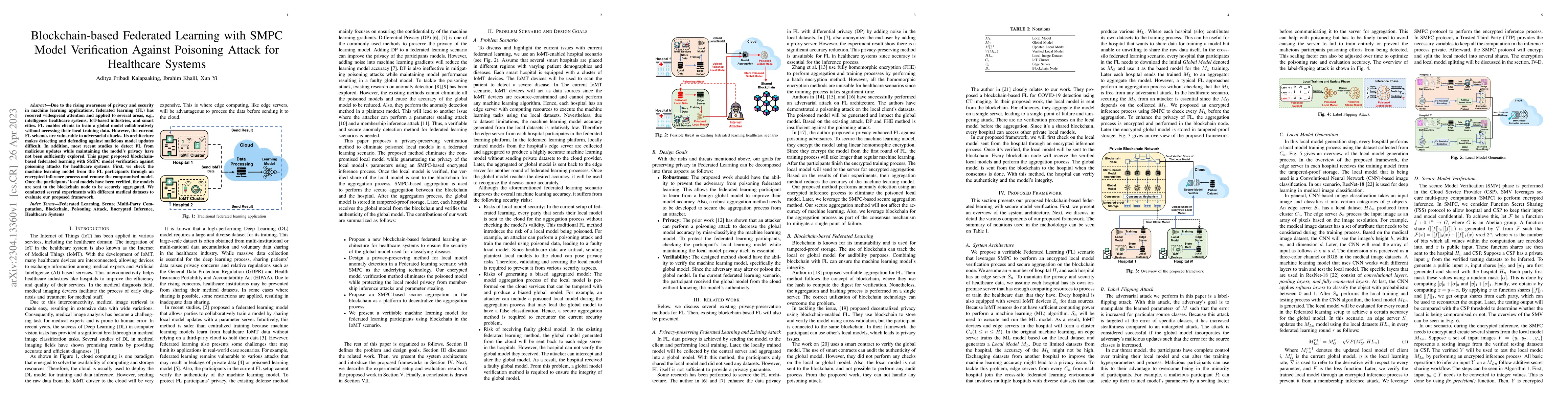 Thumbnail for Blockchain-based Federated Learning with SMPC Model Verification Against
  Poisoning Attack for Healthcare Systems