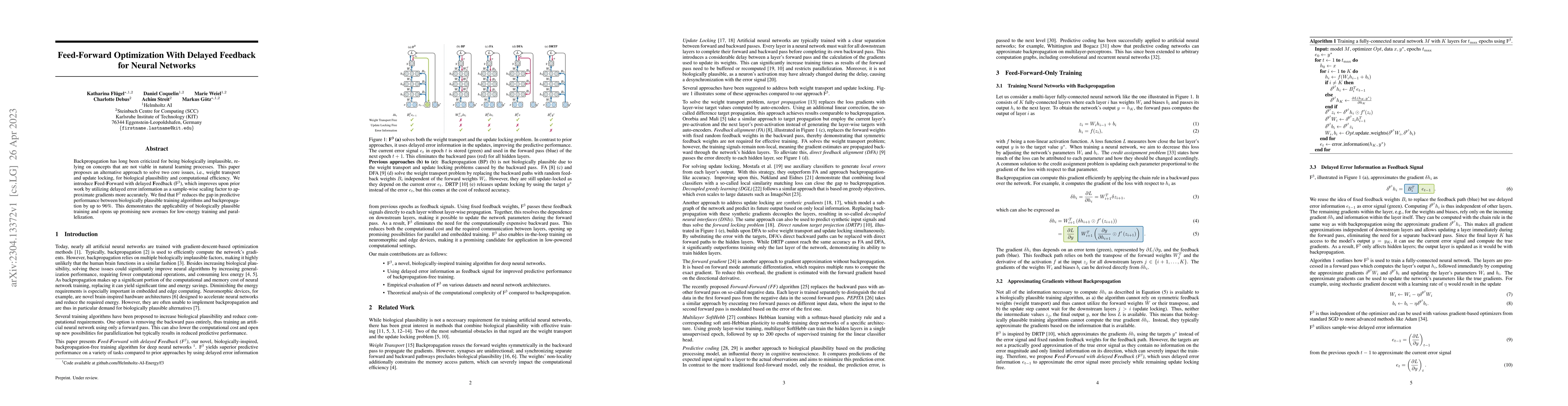 Thumbnail for Feed-Forward Optimization With Delayed Feedback for Neural Networks