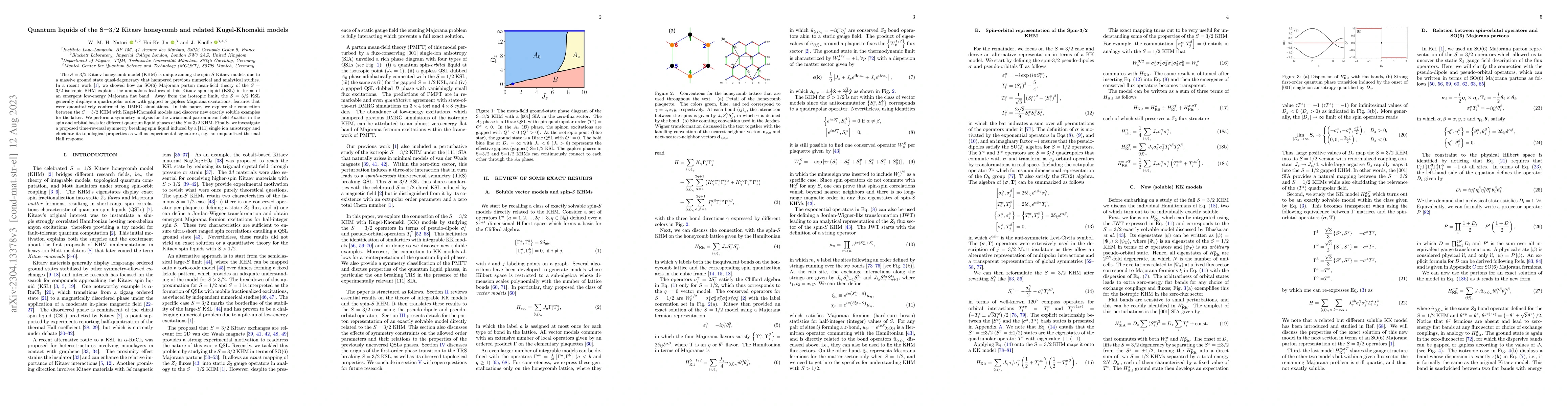 Thumbnail for Quantum liquids of the S=3/2 Kitaev honeycomb and related Kugel-Khomskii
  models